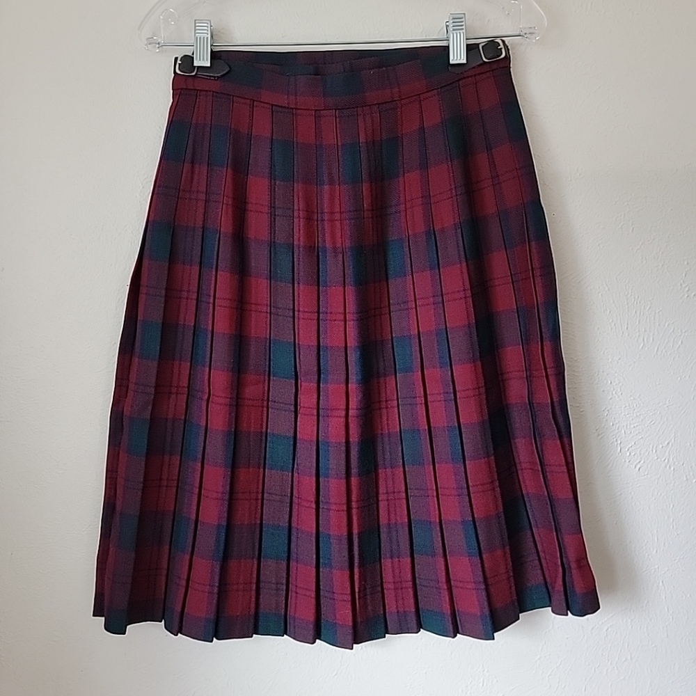 Edinburough Scotland Wool Plaid Wrap Skirt Vintage Sz 14